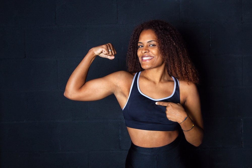 women showing his healthy biceps